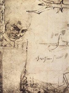 Gesicht, Zeichnung von Michelangelo, Kabinett der Zeichnungen und Drucke, Uffizien, Florenz
