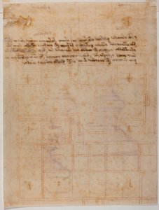 Fragmentarischer Plan des Klosters San Lorenzo, handschriftliche Inschriften
