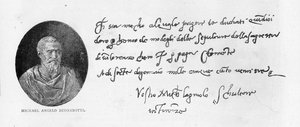 Handschrift und Unterschrift von Michelangelo Buonarroti