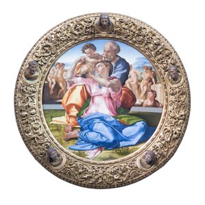 Heilige Familie mit dem jungen Johannes dem Täufer, bekannt als "Doni Tondo" von Michelangelo Buonarroti
