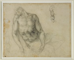 Der tote Christus und zwei Wiederholungen des rechten Arms von Michelangelo Buonarroti