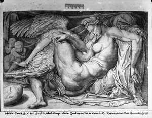 Leda, graviert von Jacobus Bos von Michelangelo Buonarroti