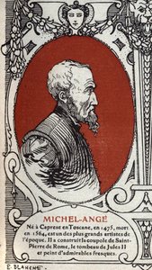 Porträt des italienischen Renaissance-Malers Michelangelo Buonarroti, genannt Michelangelo von Michelangelo Buonarroti