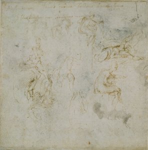 Recto: Acht Figurenstudien. Verso: Figurenstudie, ca. 1490-1560 von Michelangelo Buonarroti