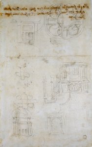 Skizze mit Studien für St. Peter, ca. 1490-1560 von Michelangelo Buonarroti