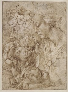 Studien für eine Heilige Familie mit Johannes dem Täufer als Kind, 1505 von Michelangelo Buonarroti