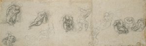 Studien eines schlafenden Apostels und anderer Figuren von Michelangelo Buonarroti