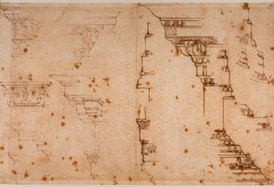 Studien von architektonischen Elementen von Michelangelo Buonarroti