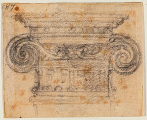 Studie eines ionischen Kapitells von Michelangelo Buonarroti