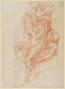 Studie von Lazarus und zwei Begleitfiguren (rote Kreide auf Papier) von Michelangelo Buonarroti