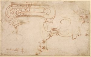 Studie eines ionischen Kapitells von Michelangelo Buonarroti