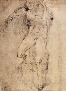 Studie eines Engels für das Jüngste Gericht: Zeichnung von Michelangelo. Casa Buonarroti, Florenz von Michelangelo Buonarroti