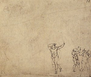 Studie von Aktfiguren: Zeichnung von Michelangelo. Casa Buonarroti, Florenz