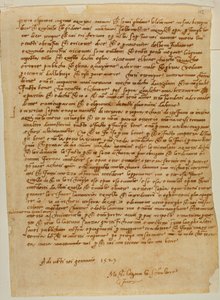 Tabernakel mit Nische, Brief von Michelangelo an Piero Gondi