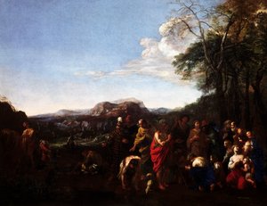 Die Predigt von Johannes dem Täufer, von Michelangelo Cerquozzi, bekannt als Michelangelo delle Battaglie von Michelangelo Cerquozzi