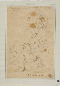 Zwei Bauern mit Esel von Michelangelo Cerquozzi