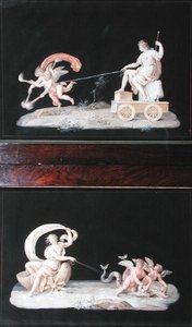 Ewigkeit und Galatea, zwei von sechs allegorischen Szenen von Michelangelo Maestri