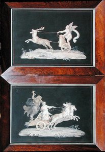 Zwei von sechs allegorischen Szenen von Michelangelo Maestri