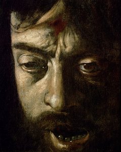 David mit dem Kopf von Goliath (Detail) von Michelangelo Merisi Caravaggio