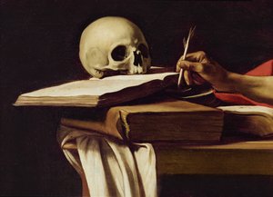Heiliger Hieronymus, schreibend (Detail) von Michelangelo Merisi Caravaggio