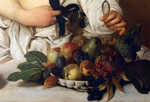 Bacchus, Detail mit Obstschale, ca. 1589 von Michelangelo Merisi da Caravaggio