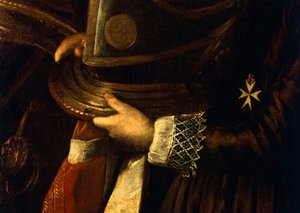 Detail des Porträts von Alof de Wignacourt mit seinem Page von Michelangelo Merisi da Caravaggio