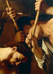 Das Gesicht Christi, Die Dornenkrönung, (Detail) von Michelangelo Merisi da Caravaggio