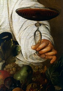 Weinglas, Detail aus Bacchus von Michelangelo Merisi da Caravaggio