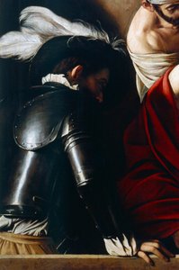 Mann in Rüstung, aus Die Krönung mit Dornen, ca. 1603 (Detail) von Michelangelo Merisi da Caravaggio