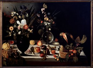 Stillleben mit Blumen und Früchten