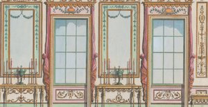 Innenverzierte Wand mit Fenstern und Spiegeln, Nr. 267-273, 27. Februar 1784