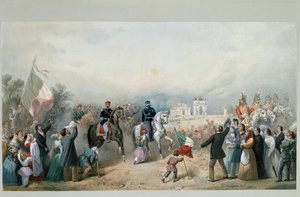 Triumphale Einfahrt des Königs von Sardinien Vittorio Emanuele II und Napoleon III in Mailand am 8. Juni 1859 von Michele Bisi