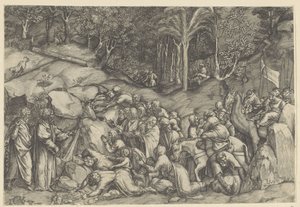 Moses schlägt Wasser aus dem Felsen von Michele Greco