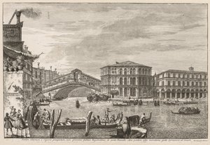 Ansichten von Venedig: Die Brücke und der Markt von Rialto von Michele Marieschi