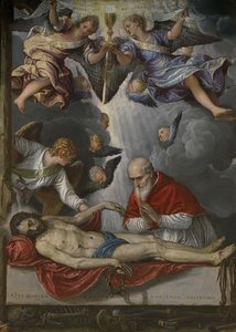 Toter Christus, verehrt von Papst Pius V., ca. 1571-1572 von Micheli Parrasio