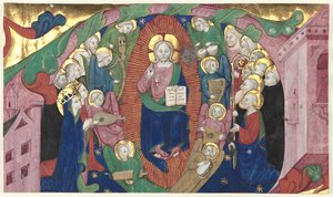 Fragment eines historierten Initials aus einem Chorbuch: Christus in Majestät von Michelino Molinari da Besozzo