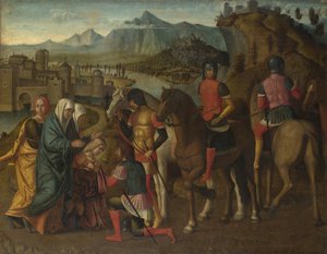Coriolanus wird von seiner Familie überredet, Rom zu verschonen, ca. 1500