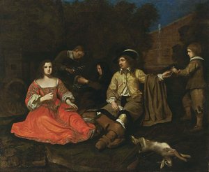 Elegante Jagdgesellschaft beim Ausruhen von Michiel Sweerts