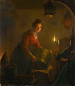 Frau in einer Küche bei Kerzenlicht, ca. 1830 von Michiel Versteegh
