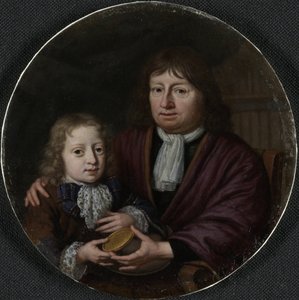 Doppelporträt von Isaac Pontanus und Hendrik van Beek Isaac Pontanus (1625-1710) schenkt seinem Enkel Hendrik van Beek eine goldene Medaille