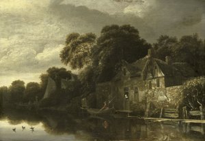 Altes Häuschen am Wasser von Michiel van Vries