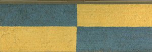 Tafel mit Rechtecken aus blauem und gelbem Federwerk, ca. 650-850 n. Chr. (Federn (blauer und goldener Ara), Baumwollstoff und Kamelidenfaserstoff) von Middle Horizon Epoch 2A