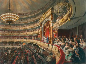 Auditorium des Bolschoi-Theaters, Moskau, Russland, 1856 von Mihaly von Zichy