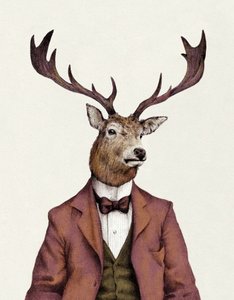 Ein Hirsch in menschlicher Kleidung