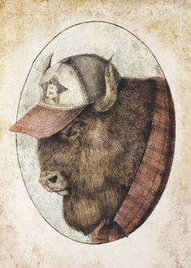 Büffel mit Baseballkappe