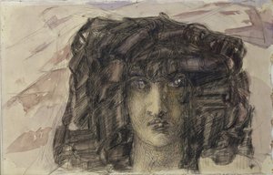 Dämonenkopf. Illustration zum Gedicht Der Dämon von Michail Lermontow, 1890-1891 von Mikhail Aleksandrovich Vrubel