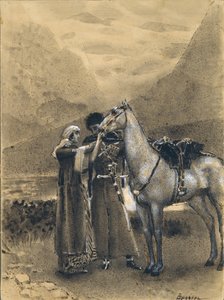 Abschied von Zara mit Ismail. Illustration zum Gedicht Ismail Bey von Mikhail Lermontov, 1890-1891
