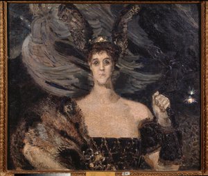 Die Walküre, Porträt der Künstlerin und Mäzenin Gräfin Maria Tenisheva von Mikhail Aleksandrovich Vrubel