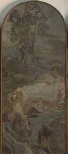 Venus, Amor und Paris Triptychon: Das Urteil des Paris, Mittelteil, 1893 von Mikhail Aleksandrovich Vrubel