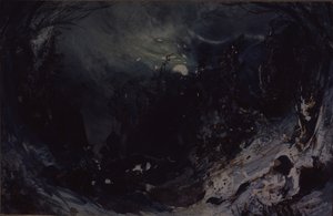 Bühnenbild für die Oper Die Macht des Bösen von A. Serov, 1871 von Mikhail Ilyich Bocharov